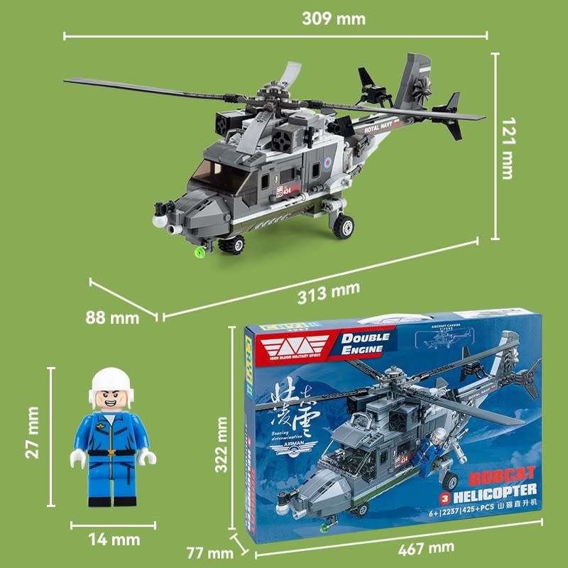 CAYI 2237 Helicopter Model Building Blocks STEM Toys Kit Set