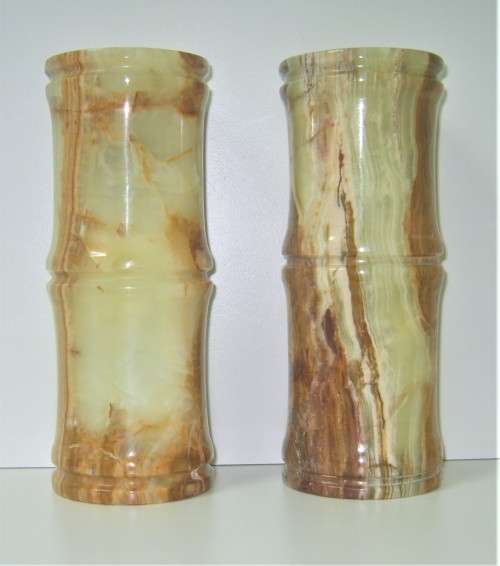 STUNNING VINTAGE Set of 2 MARBLE / ONYX VASES, 20cm