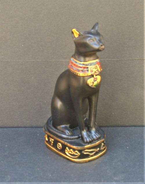 BAST - Black Ancient Egypt Egyptian Goddess Cat "Bastet" Stone-Resin Figurine Statue Miniature 10 cm