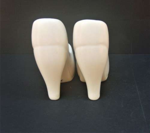 SIGNED VINTAGE PORCELAIN HIGH HEELED SHOES - CRESCENT POTTERIES - SIGNED "F 224"