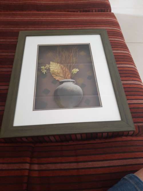 RELIEF FLOWER IN POT IN A FRAME