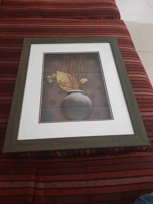 RELIEF FLOWER IN POT IN A FRAME