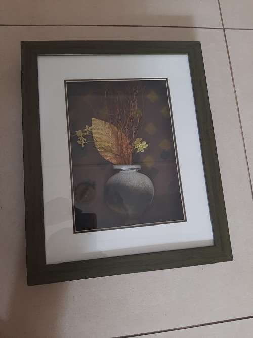 RELIEF FLOWER IN POT IN A FRAME