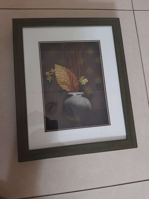 RELIEF FLOWER IN POT IN A FRAME