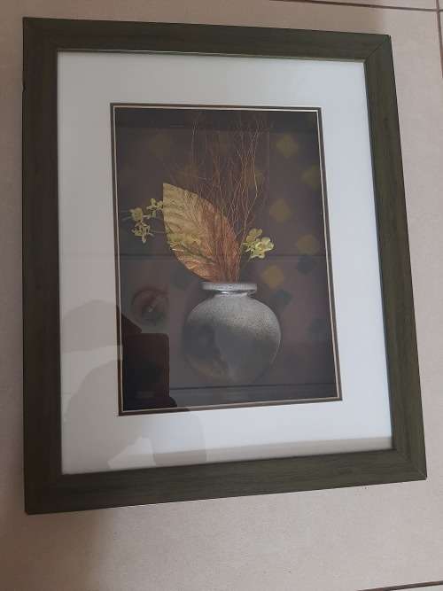 RELIEF FLOWER IN POT IN A FRAME