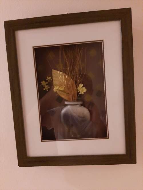 RELIEF FLOWER IN POT IN A FRAME