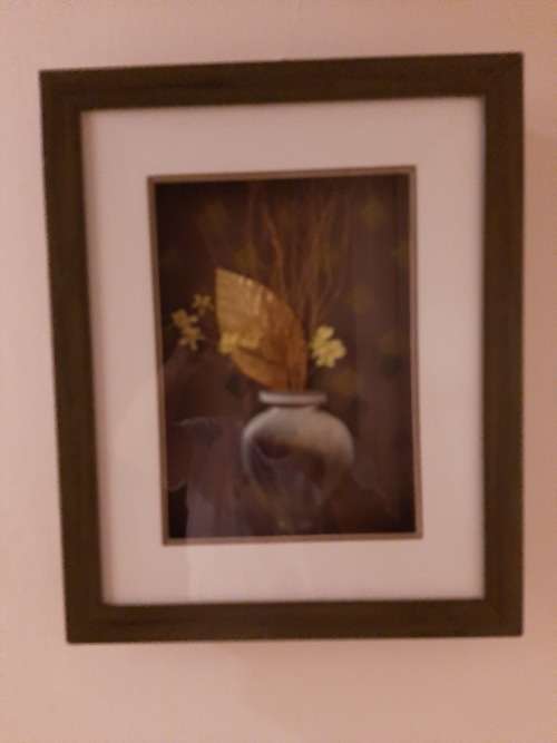 RELIEF FLOWER IN POT IN A FRAME