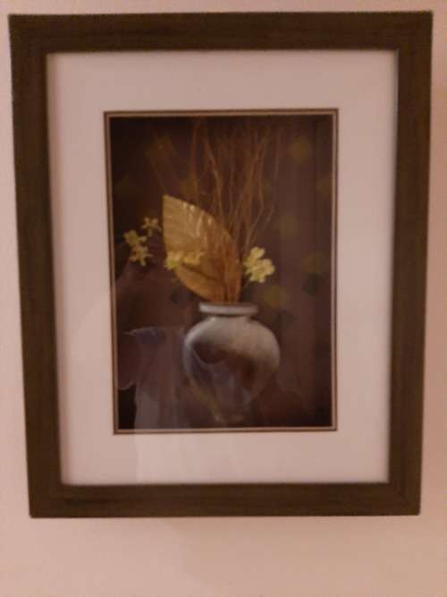 RELIEF FLOWER IN POT IN A FRAME