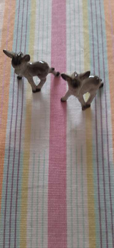 VINTAGE PORCELAIN CUTE PAIR DONKEY FOALS