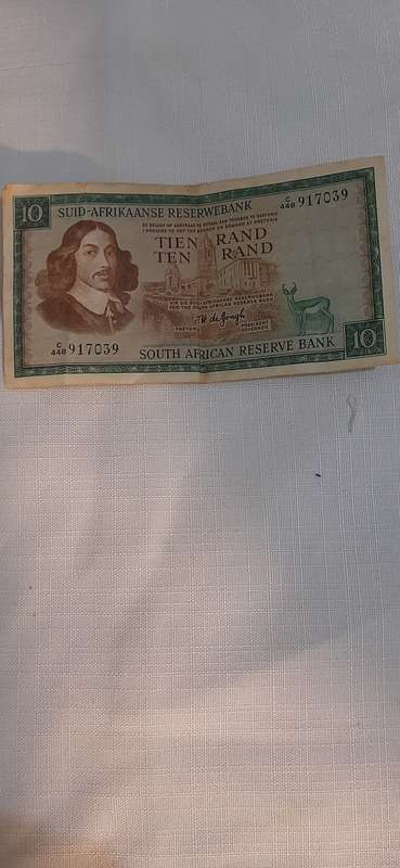 VINTAGE R10 BANK NOTE GOVERNOR DE JONGH