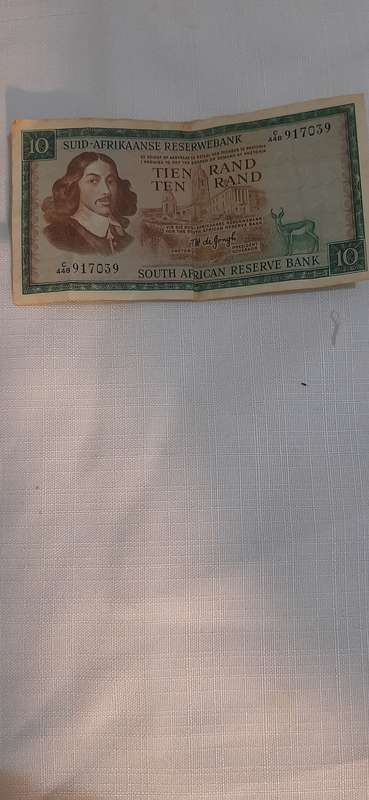 VINTAGE R10 BANK NOTE GOVERNOR DE JONGH