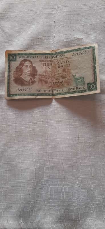 VINTAGE R10 BANK NOTE GOVERNOR DE JONGH