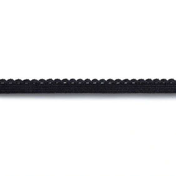 Prym Elastic fancy lace, 10mm, white / black, 2 meters