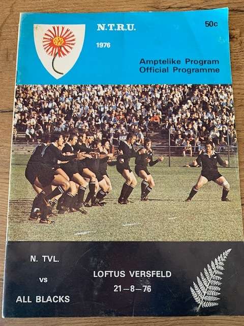 Rugby Programme - Northern-Transvaal vs All Blacks 1976