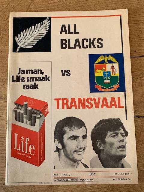 Rugby Programme - All Blacks vs Transvaal 1976