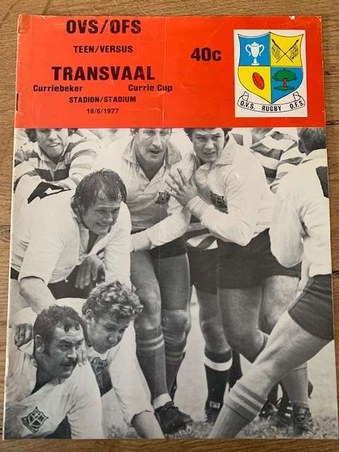 Rugby Programme - Free State vs Transvaal 18/06/1977