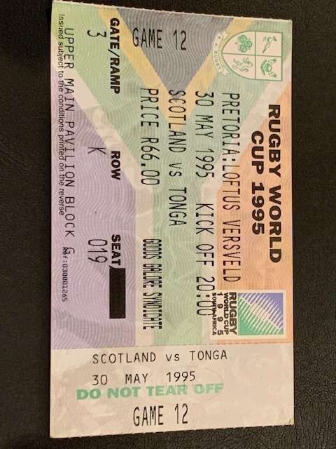 Rugby World Cup 1995 Ticket - Scotland vs Tonga