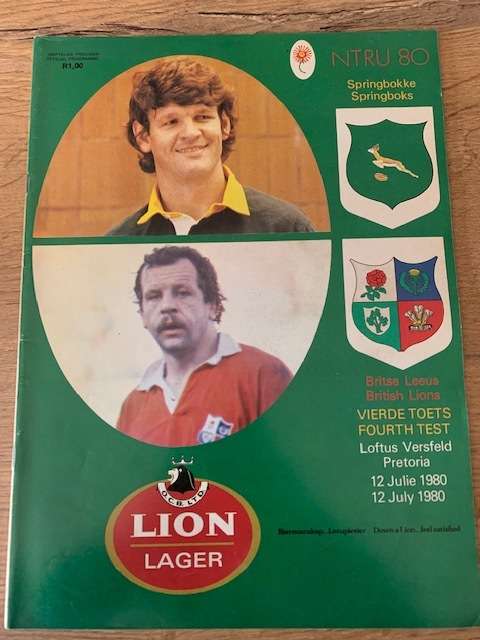 Rugby Programme - South-Africa vs British Lions 12/07/80