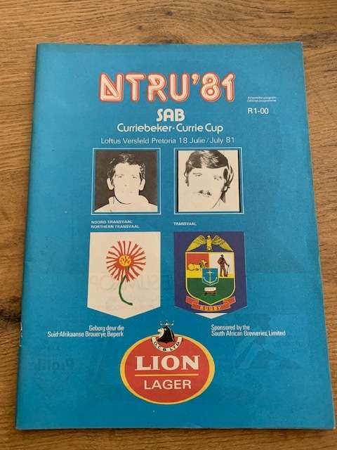 Rugby Programme - Northern-Transvaal vs Transvaal 18/07/81