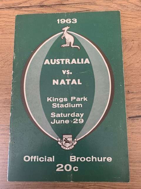 Rugby Programme - Natal vs Australia 29/06/1963