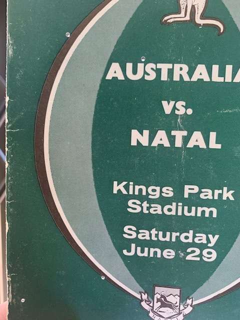 Rugby Programme - Natal vs Australia 29/06/1963