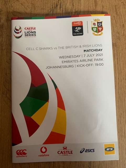 Rugby Programme - Sharks vs British Lions 07/07/2021