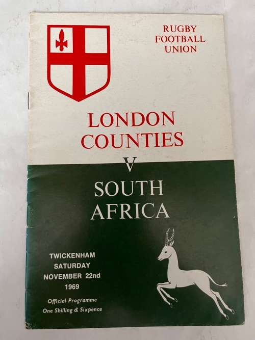 Rugby Programme - London Counties vs South-Africa 22/11/1969