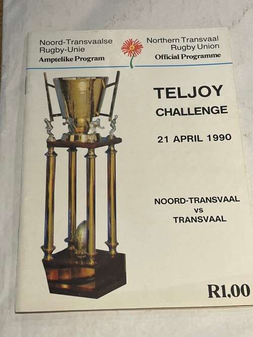 Rugby Programme - Noord-Transvaal vs Transvaal 21/04/1991