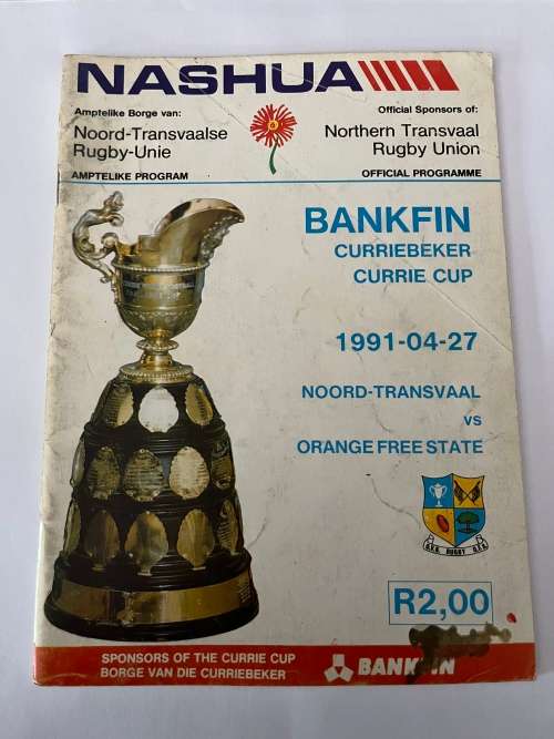 Rugby Programme - Northern-Transvaal vs Free State 27/04/1991