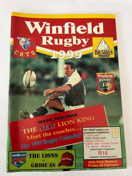 Rugby Programme - Cats vs Brumbies/Lions vs Griquas 26/02/1999