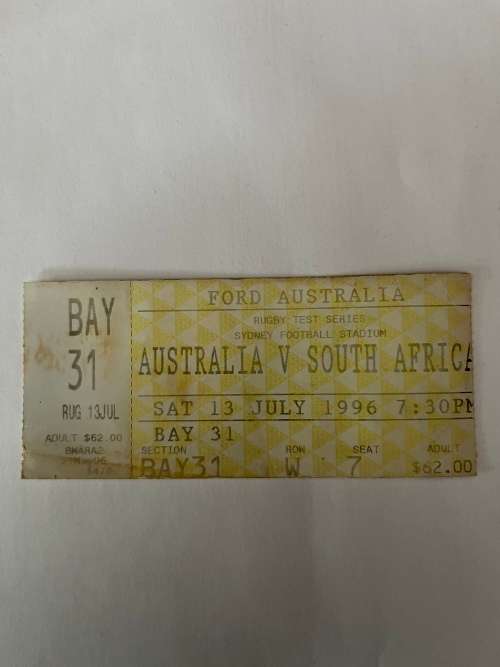 Rugby Ticket - Australia vs South-Africa (Sydney 13/07/1996)