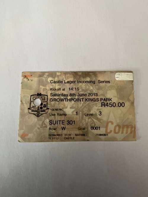 Rugby Ticket - South-Africa vs Italy 8/06/2013