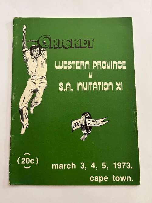 Cricket Programme - Western Province vs SA Invitation XV 3/4/5 March 1973