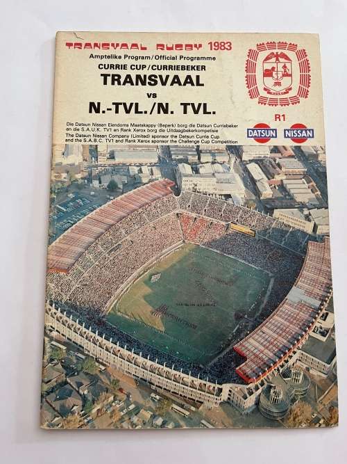 Rugby Programme - Transvaal vs Northern-Transvaal 20/08/1983