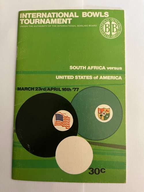 Bowls Programme - South-Africa vs USA 23/03/1977-16/04/1977
