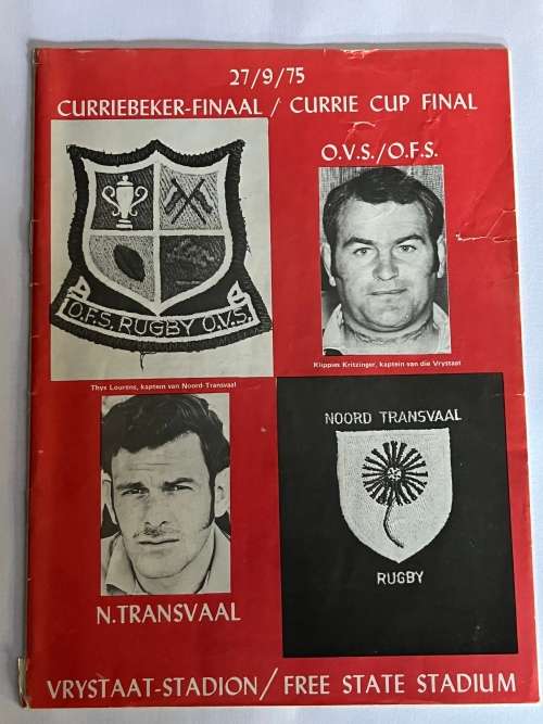 Rugby Programme - Free State vs Northern-Transvaal 27/09/1975