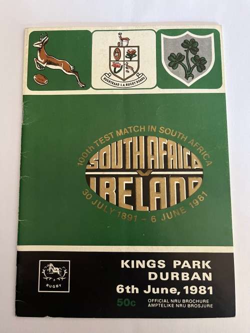 Rugby Programme - South-Africa vs Ireland 06/06/1981 Kingspark