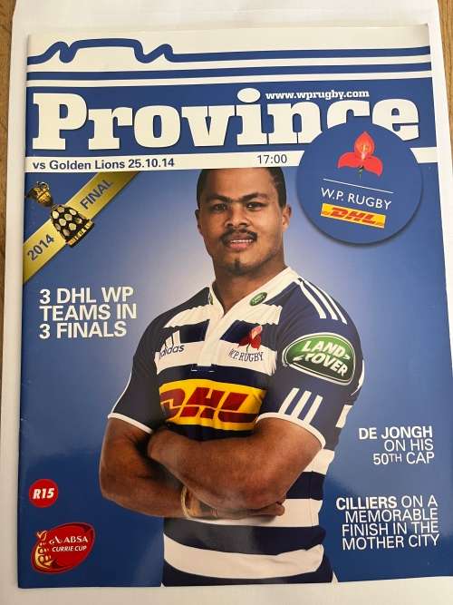 Rugby Programme - Western-Province vs Lions 25/10/14 Currie Cup FINAL