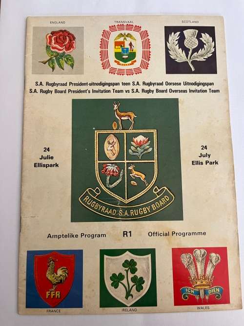 Rugby Programme - SA Rugby Board Presidents Inv Team vs SA Rugby Board Overseas Inv Team 24/07/82