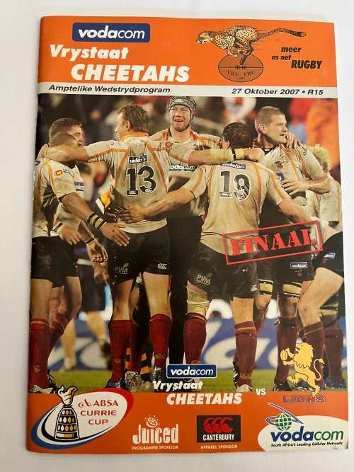 Rugby Programme - Lions vs Cheetahs 27/10/2007 CURRIE CUP FINAL