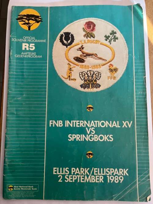 Rugby Programme - South-Africa vs World XV 2/9/1989