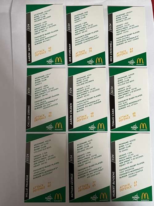 9 * 2013 Manawatu Turbos Rugby Trading Cards *rare
