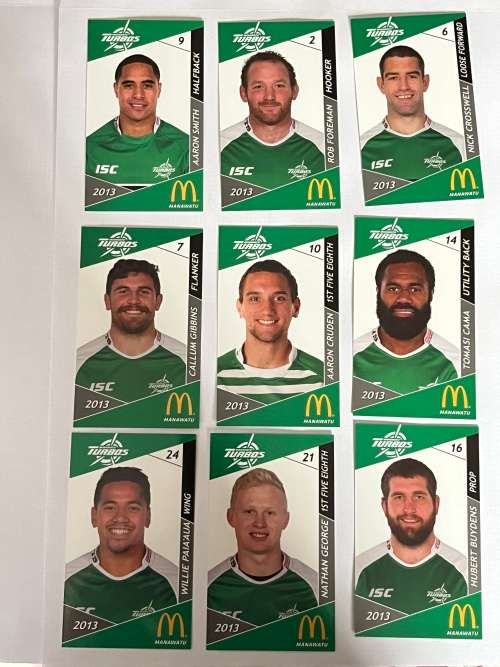 9 * 2013 Manawatu Turbos Rugby Trading Cards *rare