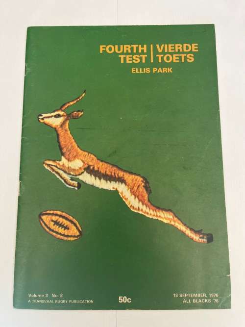 Rugby Programme - South-Africa vs All Blacks 18/09/1976