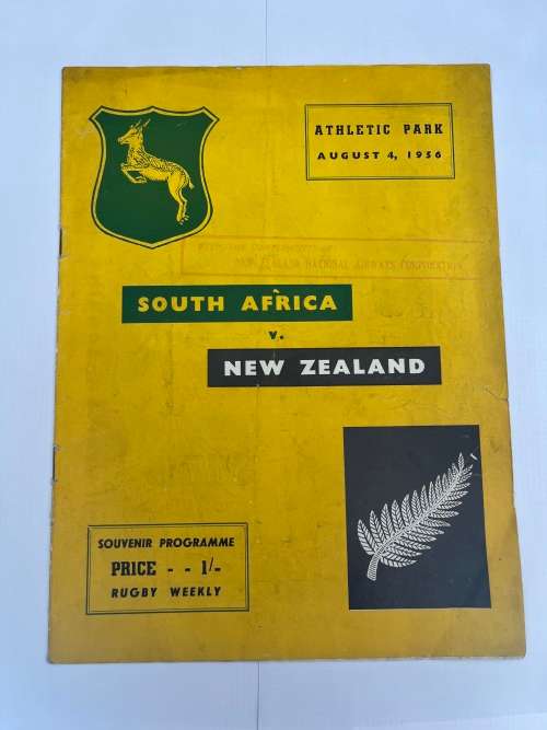 Rugby Programme - South-Africa vs All Blacks 04/08/1956