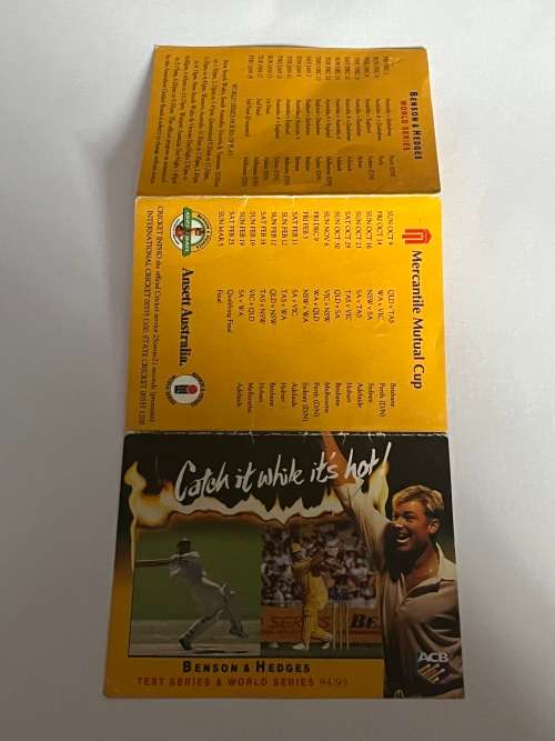 Cricket Itinerary- 1994/1995 Benson and Hedges World Series & Test Series