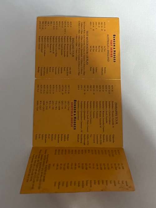 Cricket Itinerary- 1994/1995 Benson and Hedges World Series & Test Series