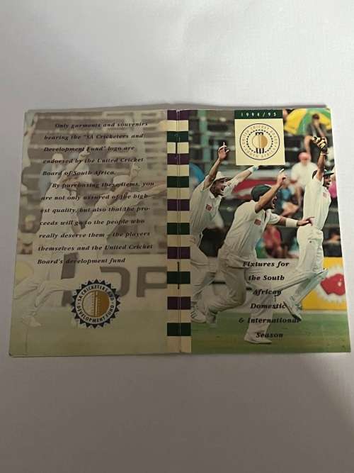 Cricket Itinerary/Fixtures - 1994/1995 South-Afrcan Domestic and International Season (Pocket size)