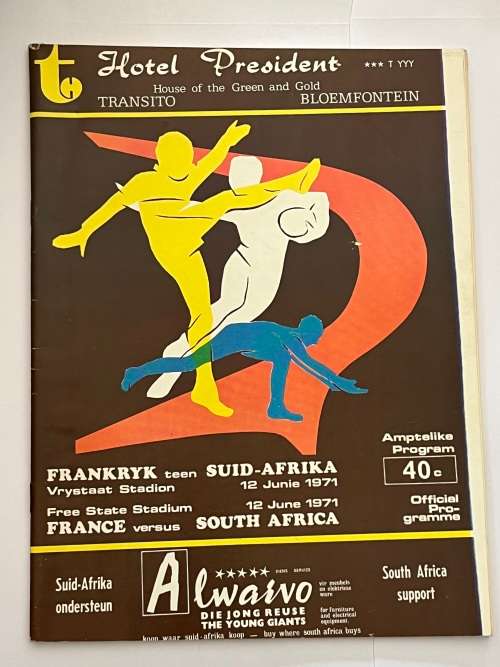 Rugby Programme - South-Africa vs France 12/06/1971