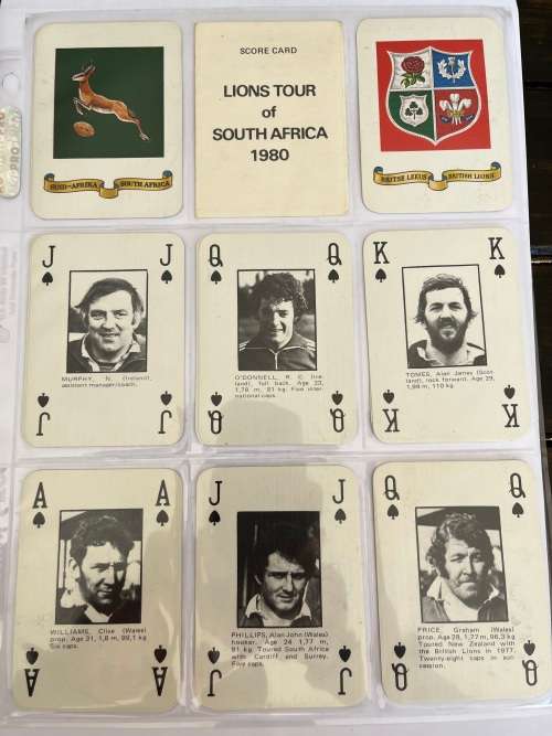 Rugby cards/playing cards - Lions Tour of South-Africa 1980 (Incomplete)